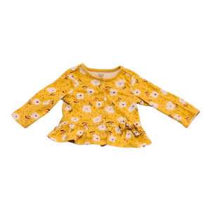 Carter's Child Size 9M Yellow Floral Long Sleeve Snap Up Shirt